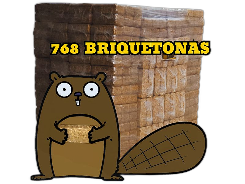 Palé XL gran capacidad con 768 briquetas Castor plastificadas ideal para alto rendimiento en calderas
